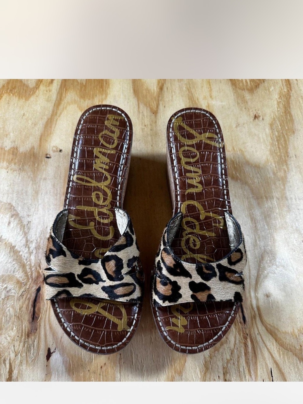 Sam Edelman Leopard Print Slide Sandals - Brown/Black/Tan